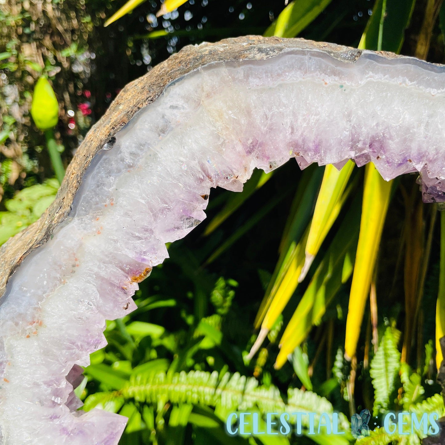 Amethyst Cluster Geode XL Slice on Stand