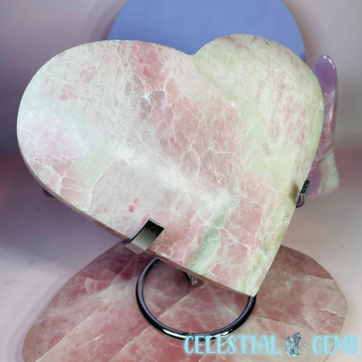 Pink Opal Heart Large Carving D