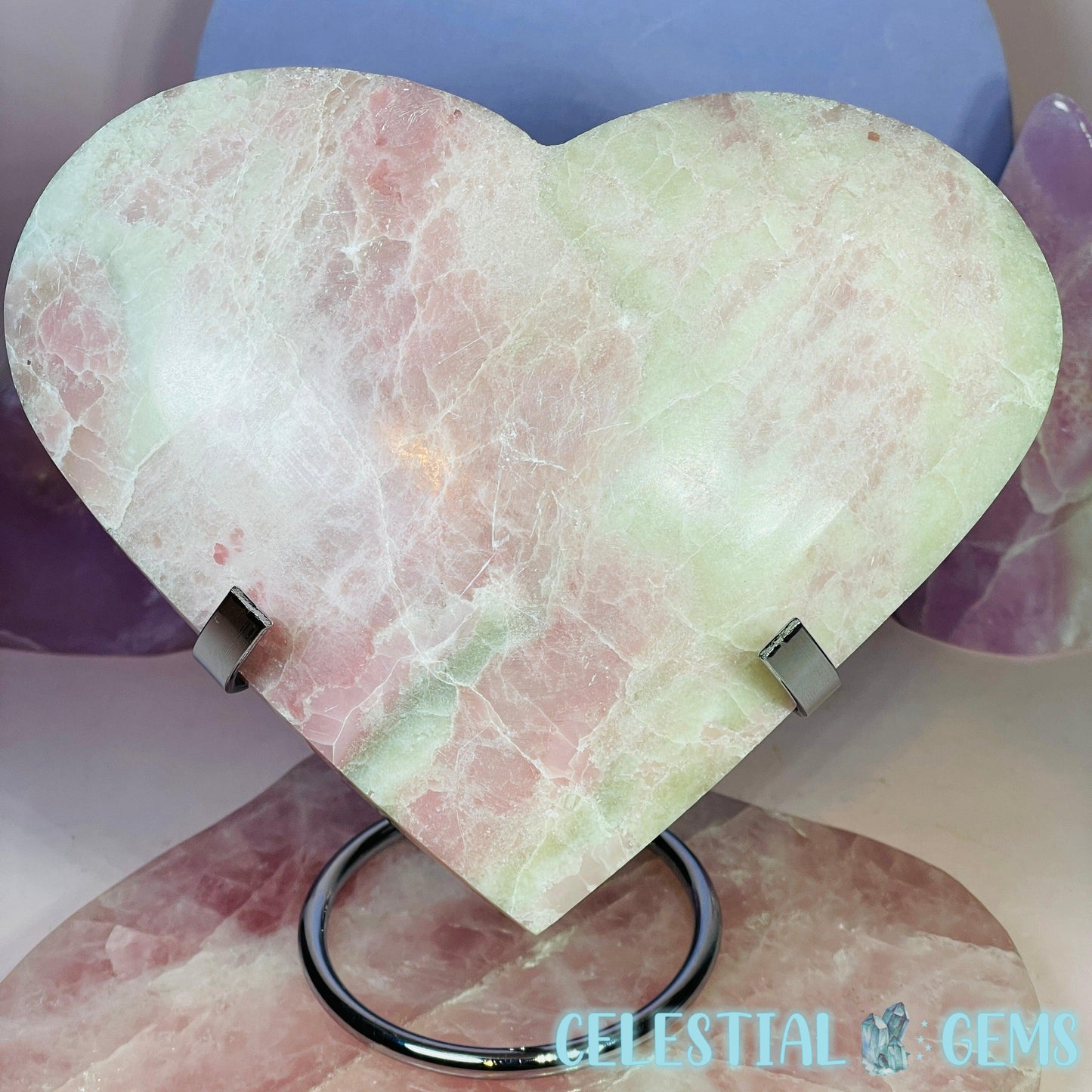Pink Opal Heart Large Carving D