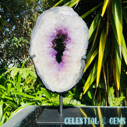 Amethyst Cluster Geode XL Slice on Stand