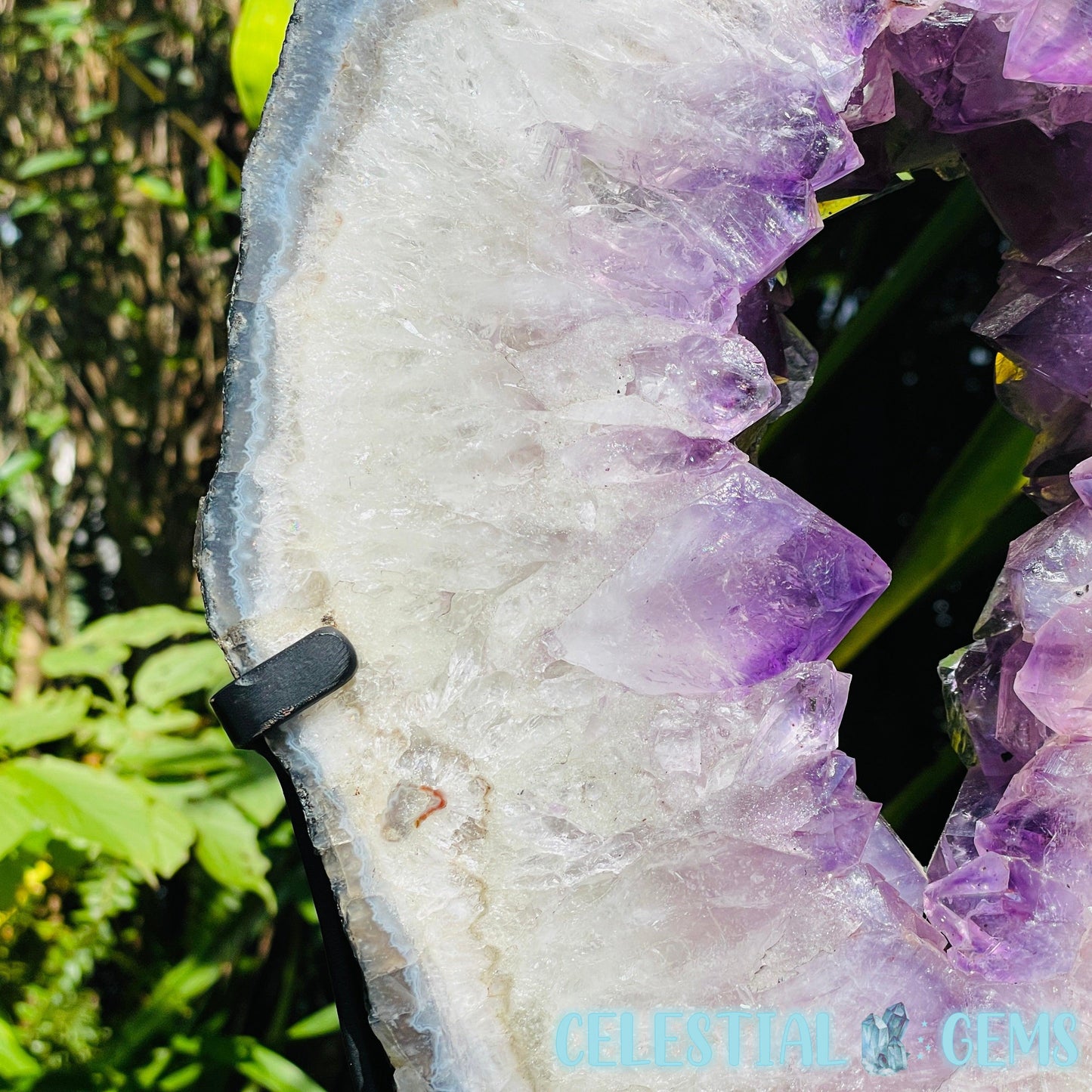 Amethyst Cluster Geode XL Slice on Stand