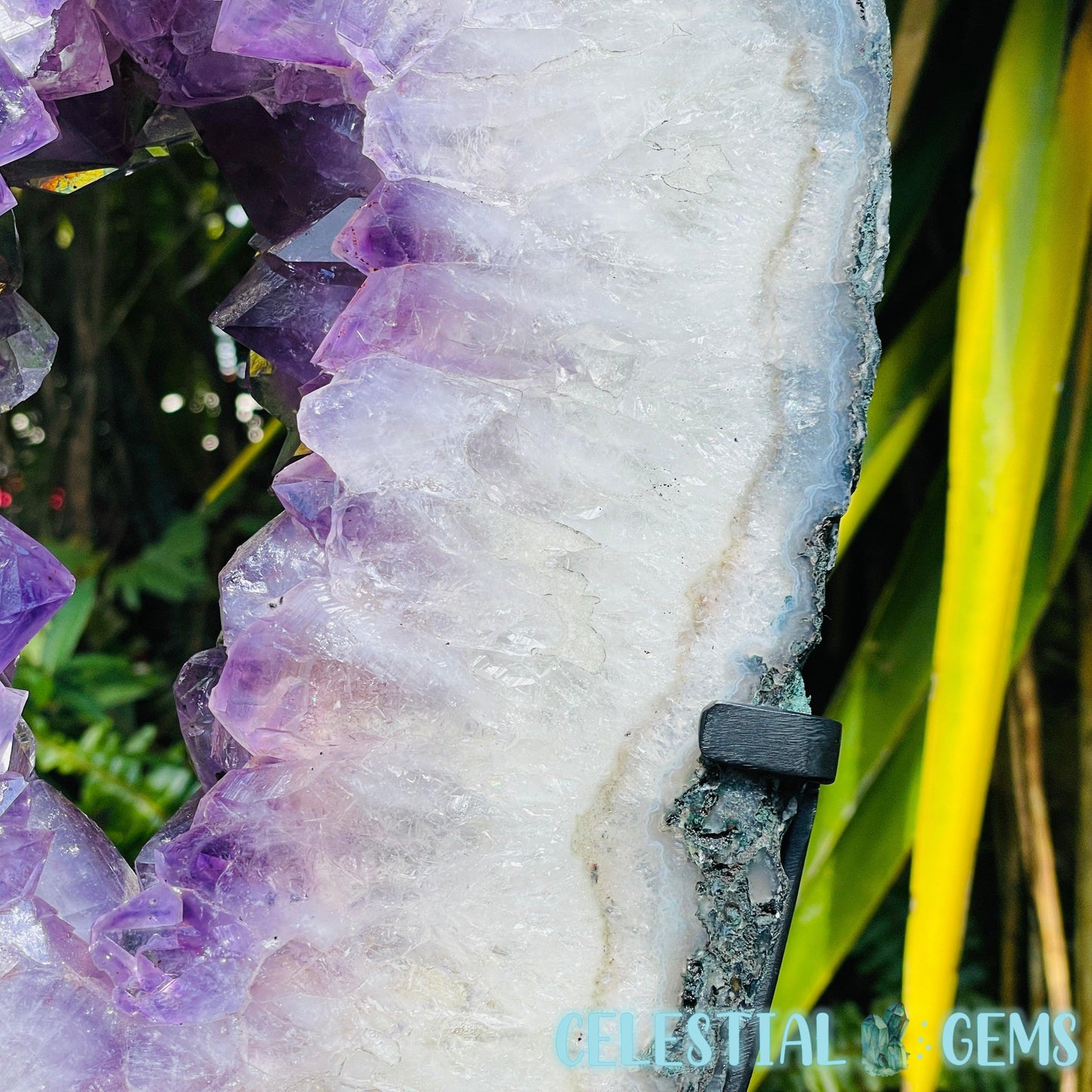 Amethyst Cluster Geode XL Slice on Stand
