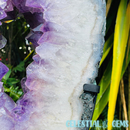 Amethyst Cluster Geode XL Slice on Stand