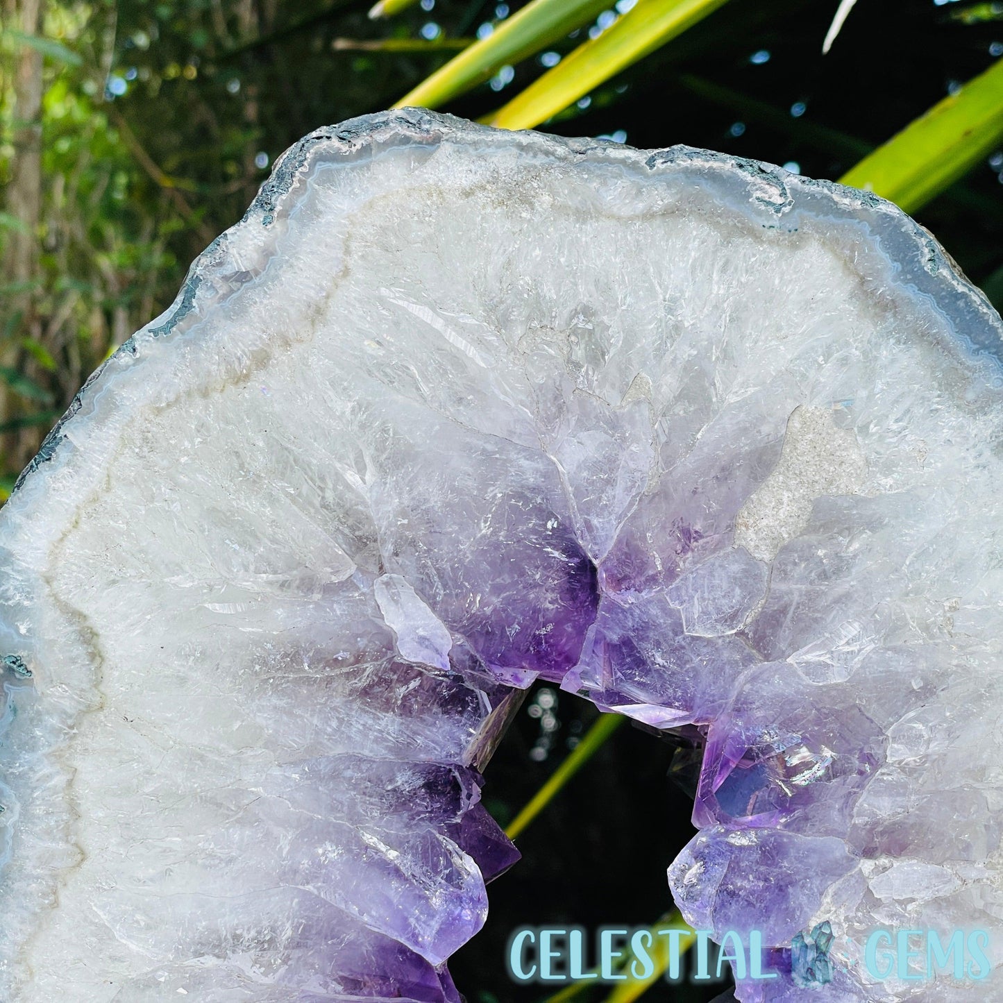 Amethyst Cluster Geode XL Slice on Stand