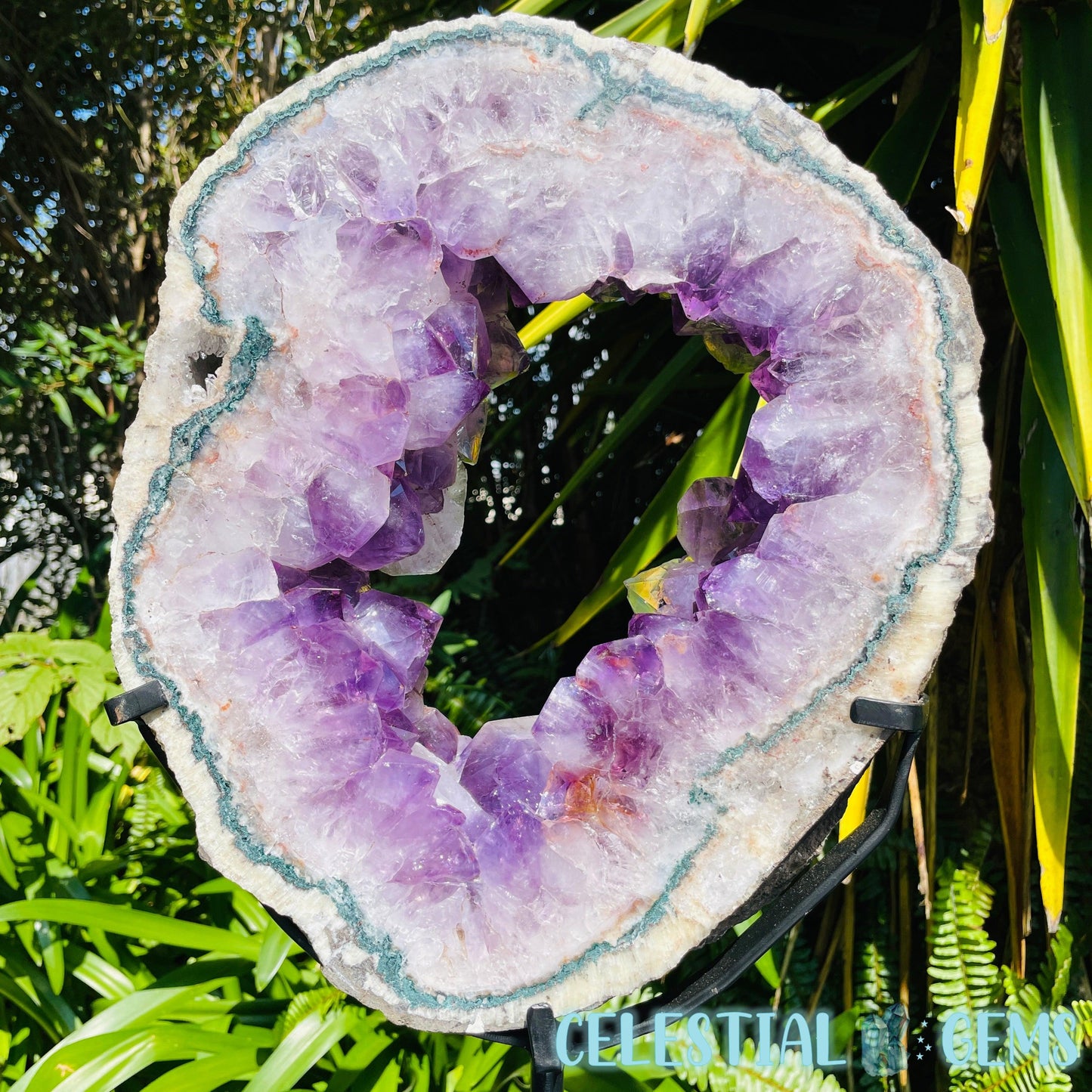 Amethyst Cluster Geode XL Slice on Stand