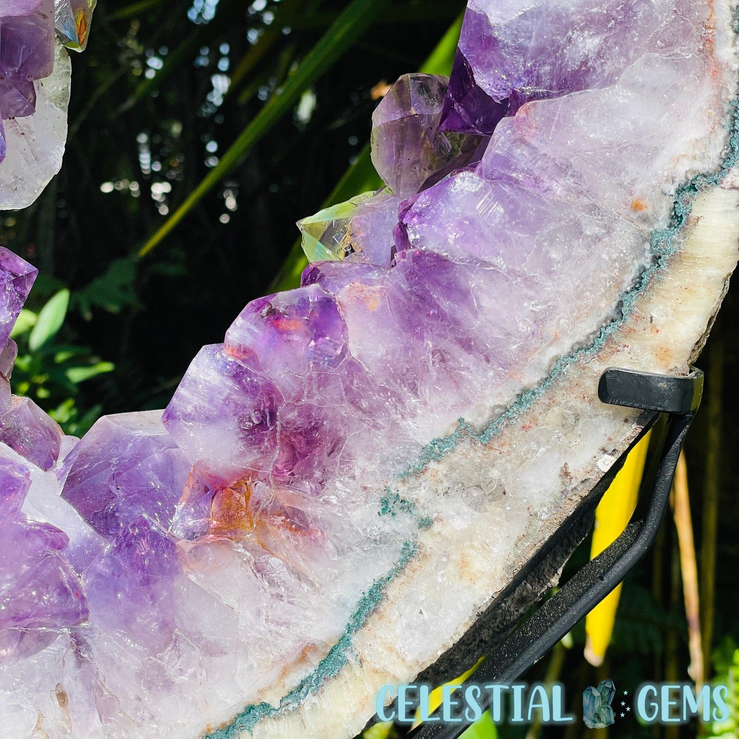 Amethyst Cluster Geode XL Slice on Stand