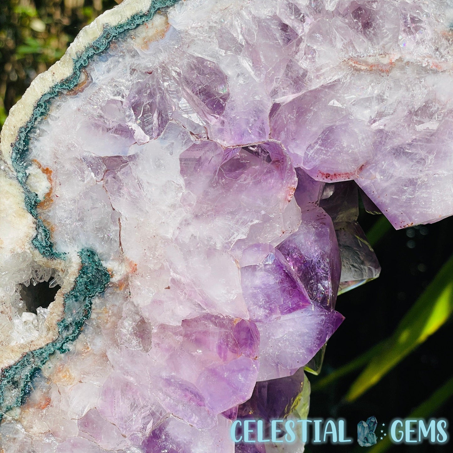 Amethyst Cluster Geode XL Slice on Stand