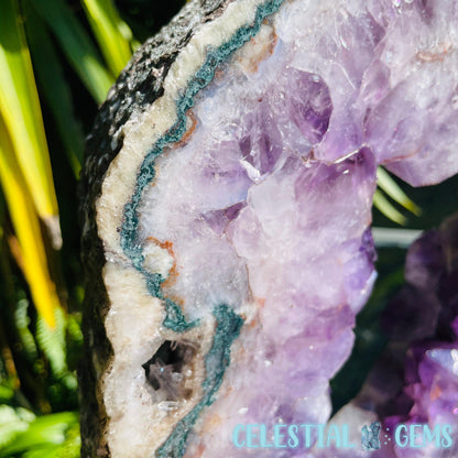 Amethyst Cluster Geode XL Slice on Stand