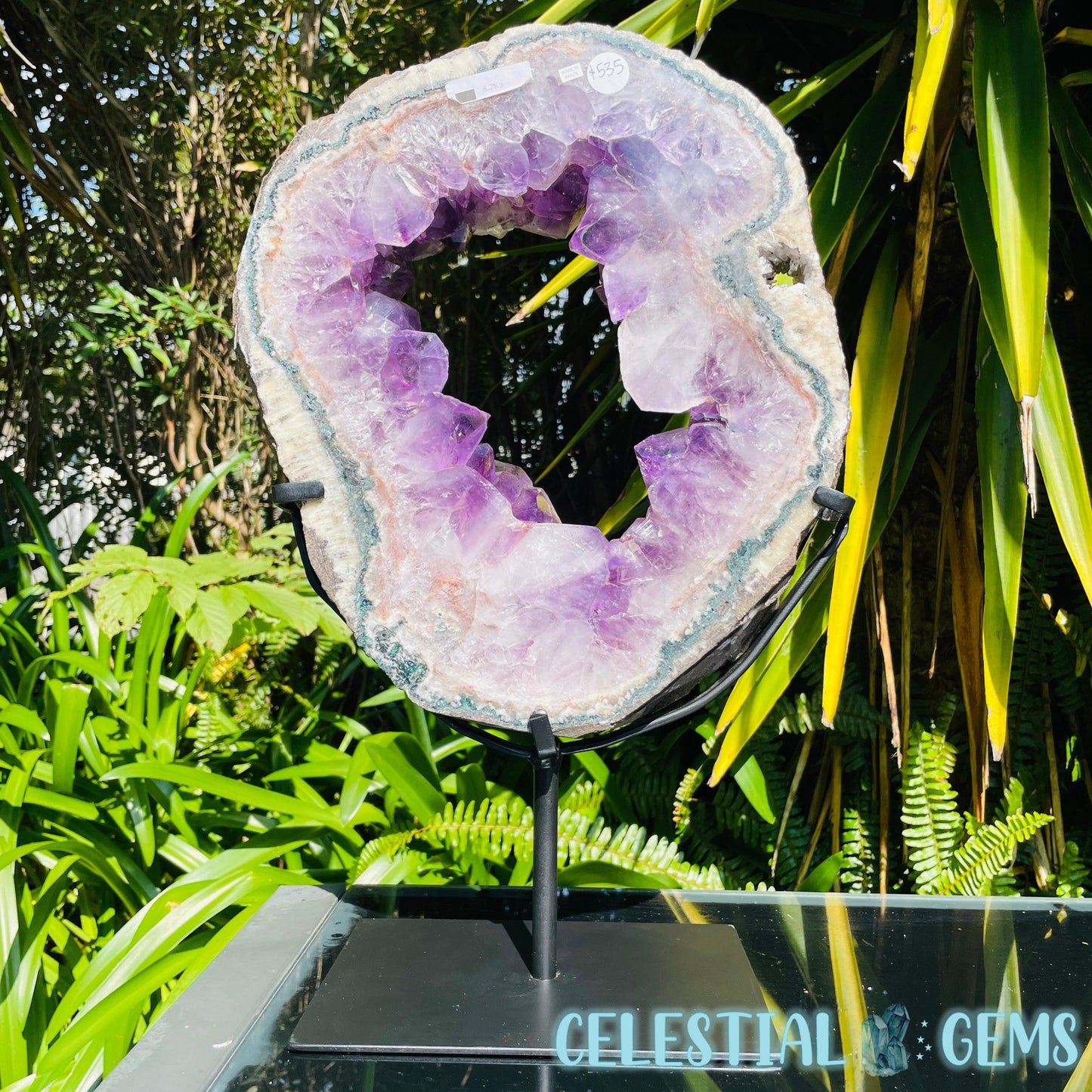 Amethyst Cluster Geode XL Slice on Stand