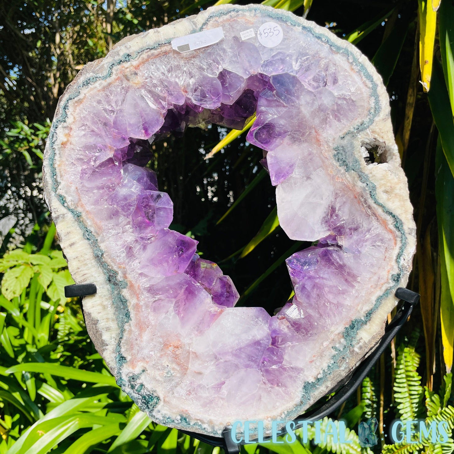 Amethyst Cluster Geode XL Slice on Stand