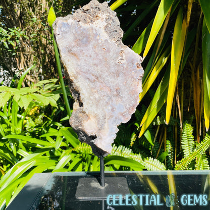 Pink Amethyst Large Semi-Polished Slice on Stand