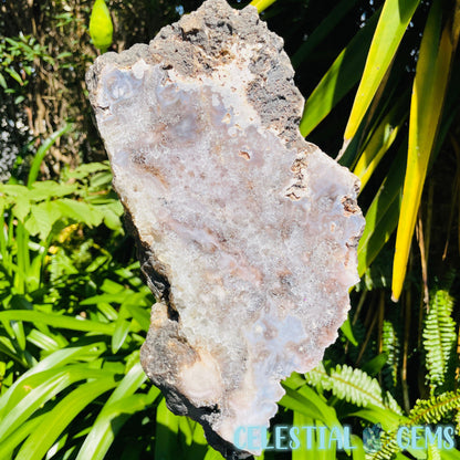 Pink Amethyst Large Semi-Polished Slice on Stand