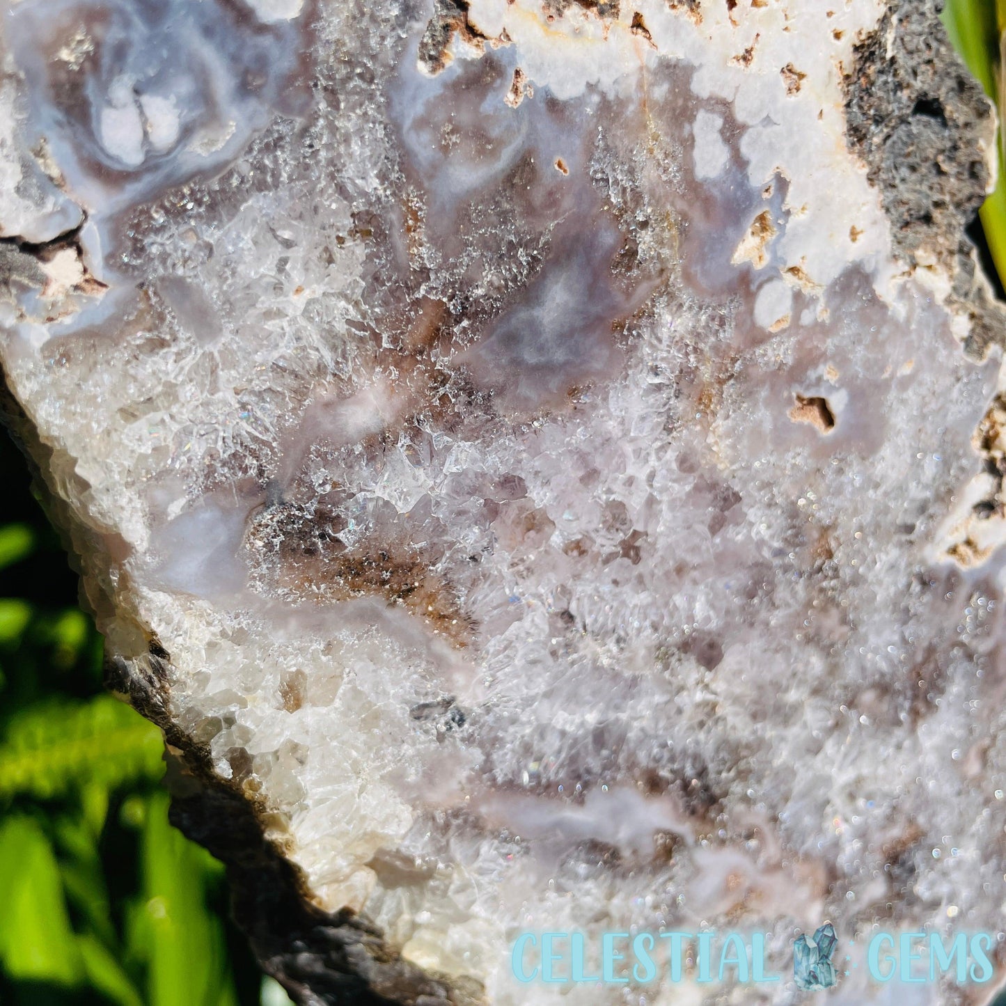 Pink Amethyst Large Semi-Polished Slice on Stand