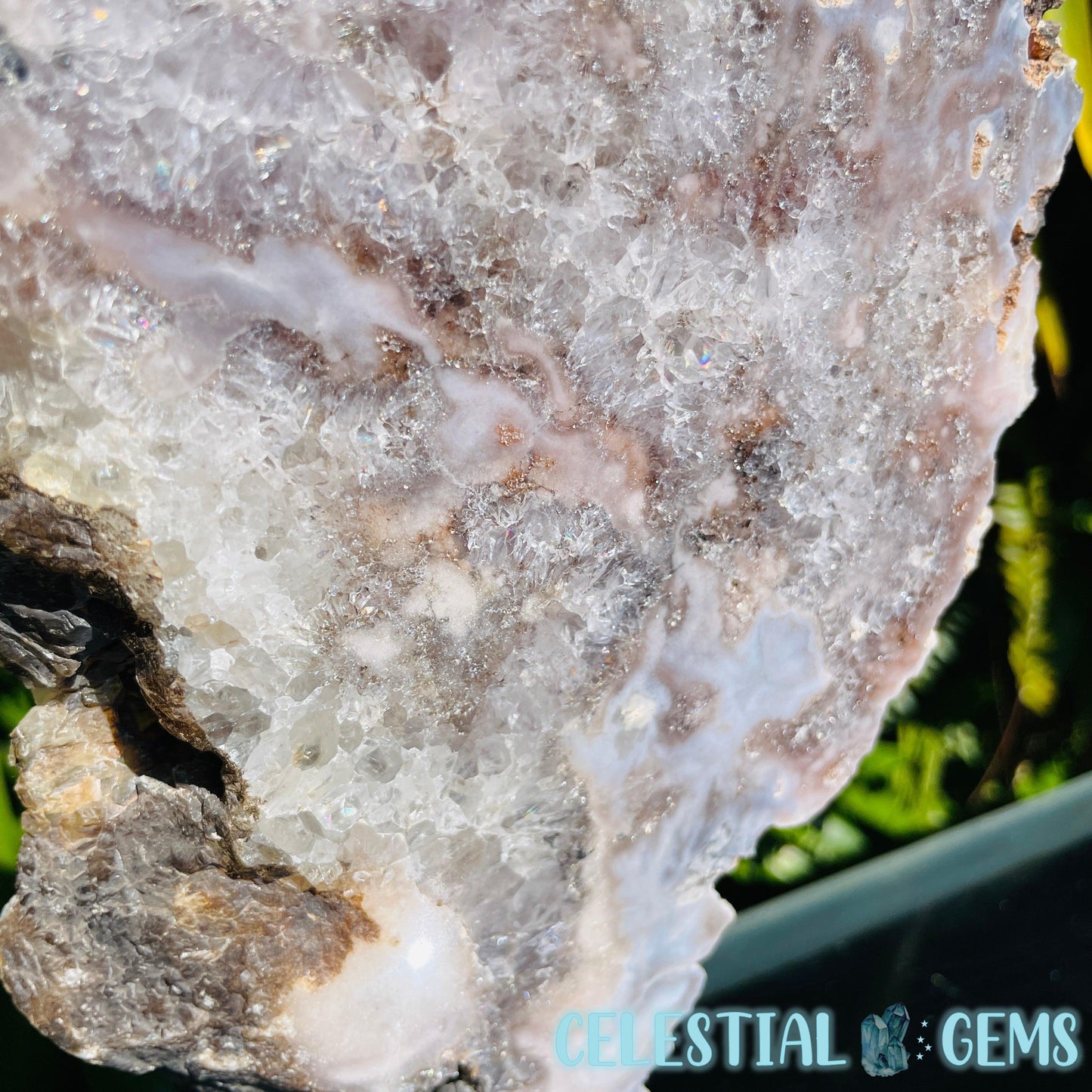 Pink Amethyst Large Semi-Polished Slice on Stand