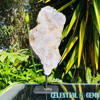 Pink Amethyst Large Semi-Polished Slice on Stand