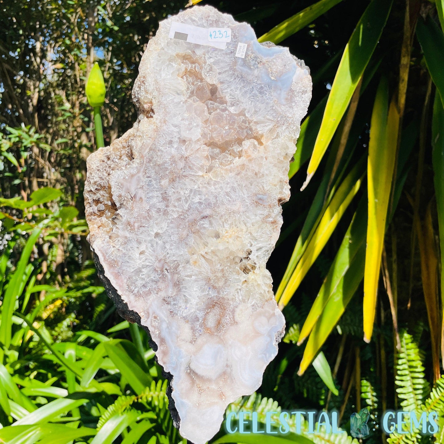 Pink Amethyst Large Semi-Polished Slice on Stand