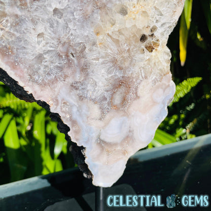 Pink Amethyst Large Semi-Polished Slice on Stand