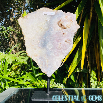 Pink Amethyst Large Semi-Polished Slice on Stand