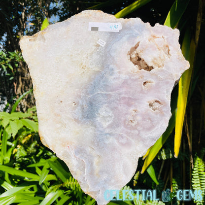 Pink Amethyst Large Semi-Polished Slice on Stand