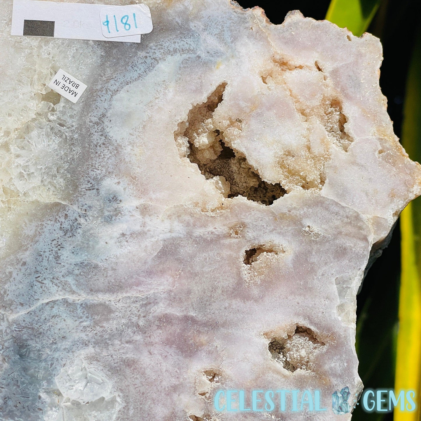 Pink Amethyst Large Semi-Polished Slice on Stand