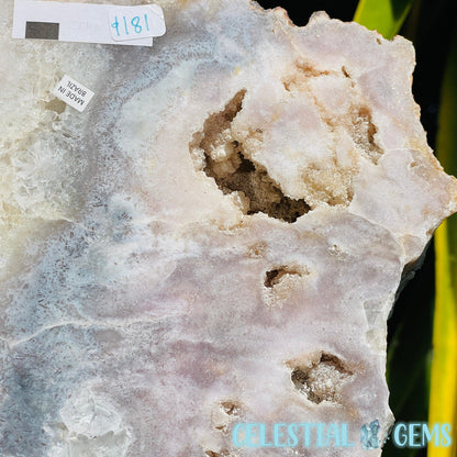 Pink Amethyst Large Semi-Polished Slice on Stand