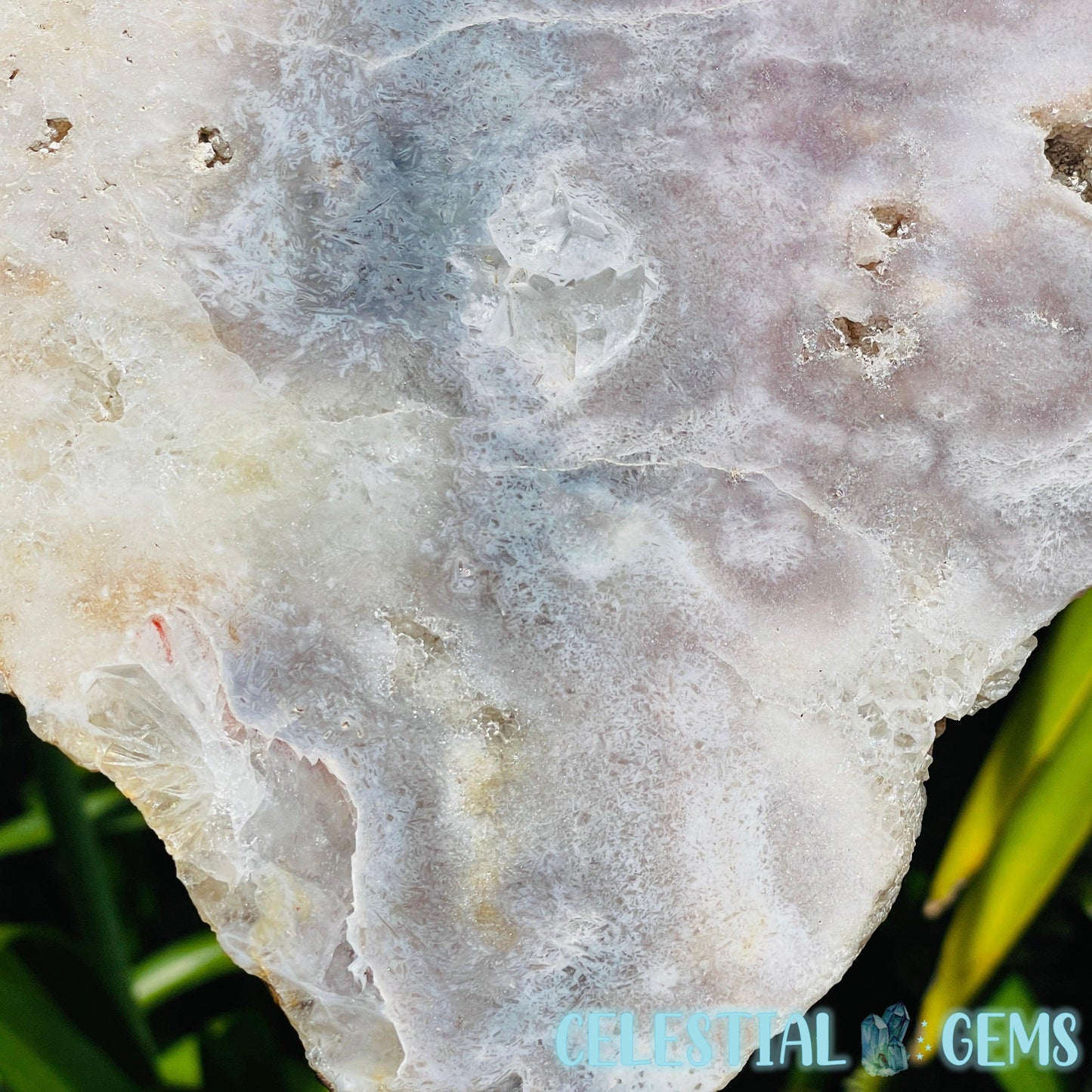 Pink Amethyst Large Semi-Polished Slice on Stand