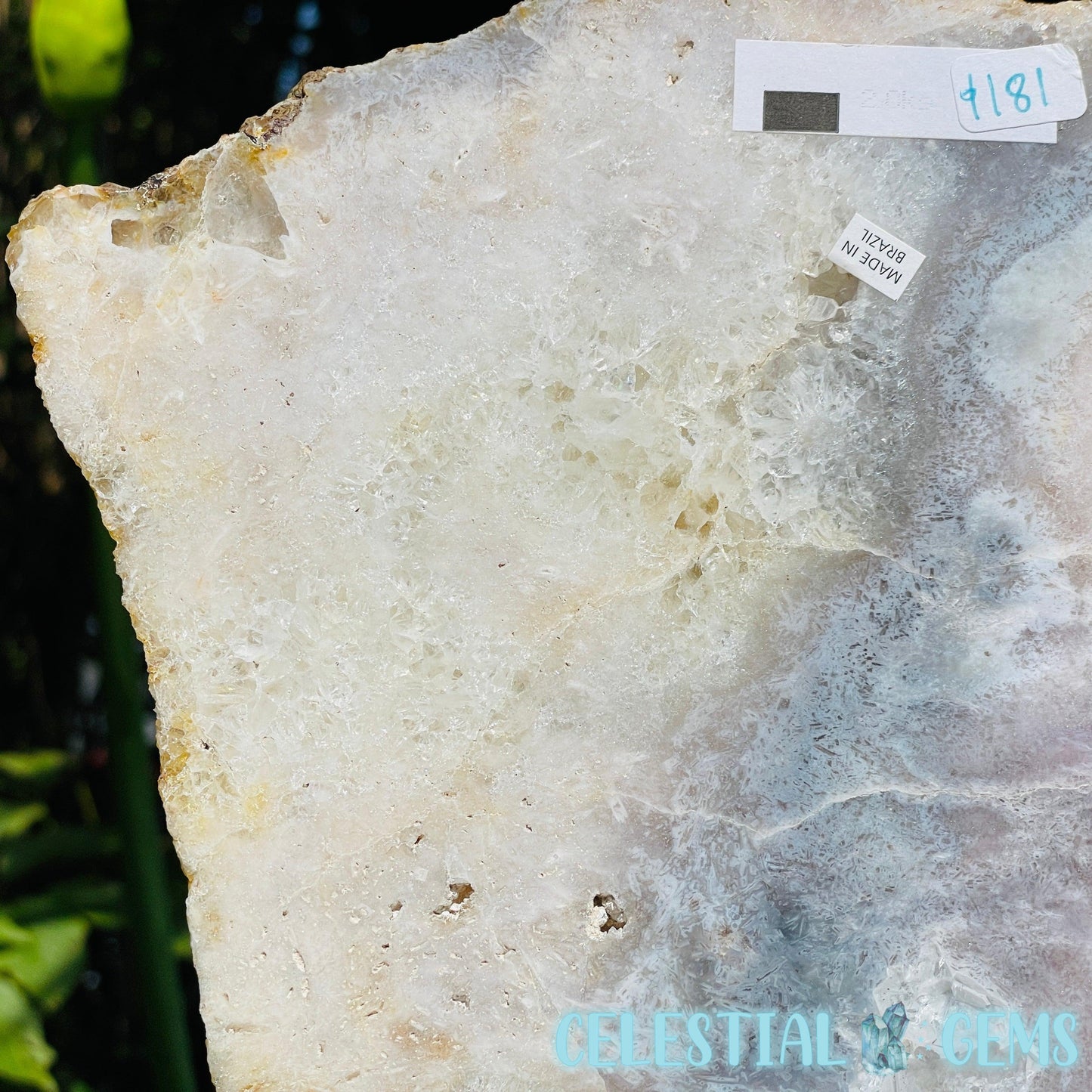 Pink Amethyst Large Semi-Polished Slice on Stand