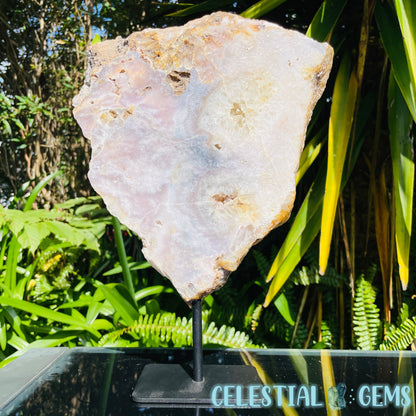 Pink Amethyst Large Semi-Polished Slice on Stand