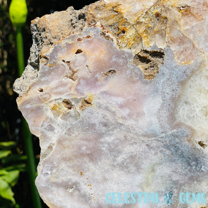 Pink Amethyst Large Semi-Polished Slice on Stand