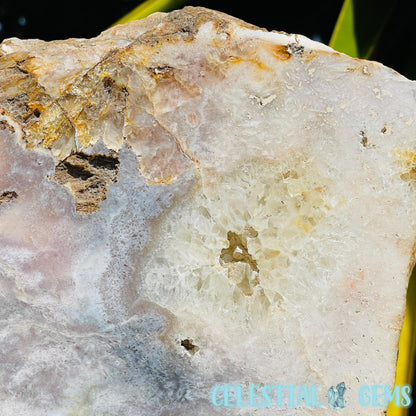 Pink Amethyst Large Semi-Polished Slice on Stand