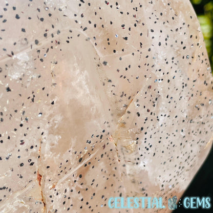 Rare Specular Hematite in Quartz XXL Semi-Polished Natural Point with Elestial Growth