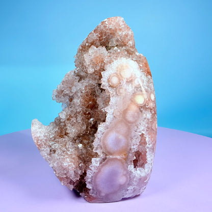 Druzy Pink Amethyst Flower Agate Medium Flame Freeform (Video)