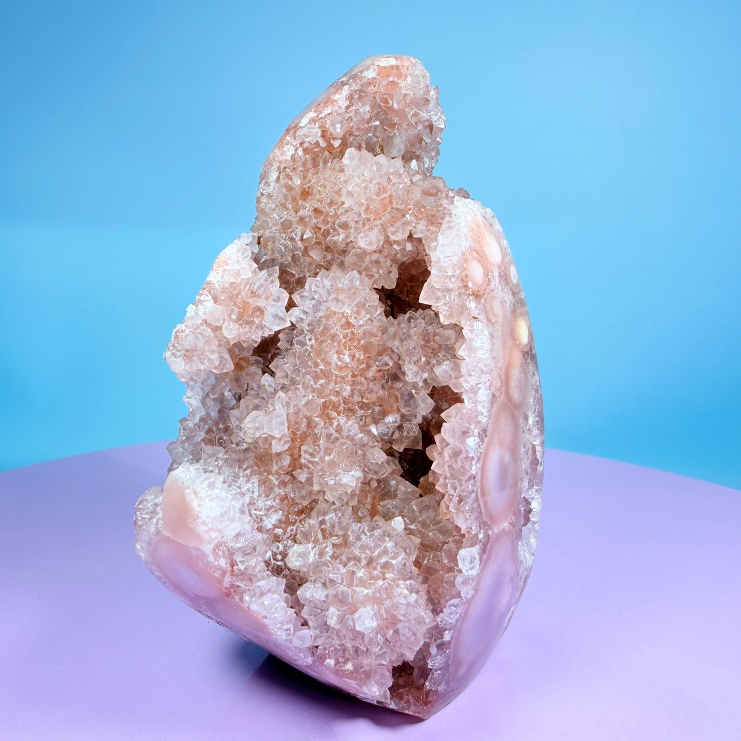 Druzy Pink Amethyst Flower Agate Medium Flame Freeform (Video)
