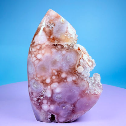 Druzy Pink Amethyst Flower Agate Medium Flame Freeform (Video)