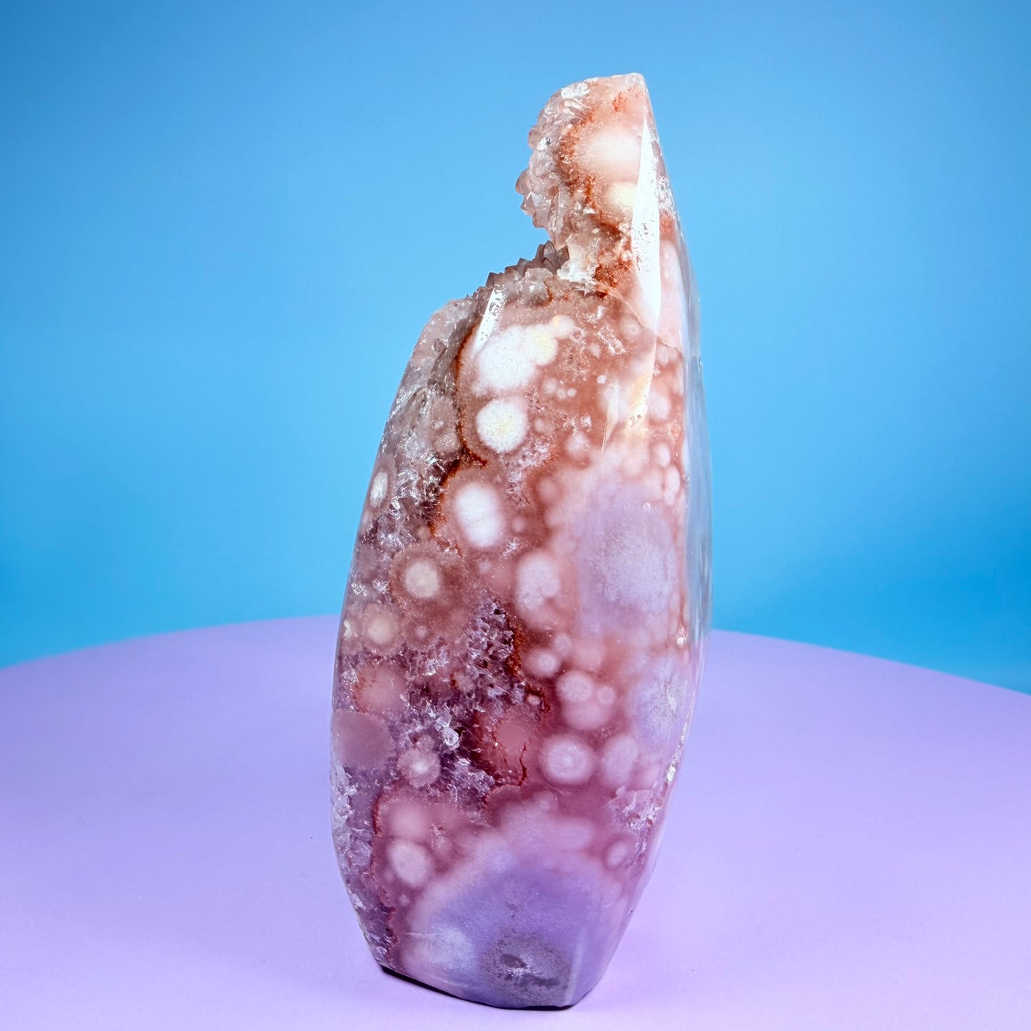 Druzy Pink Amethyst Flower Agate Medium Flame Freeform (Video)