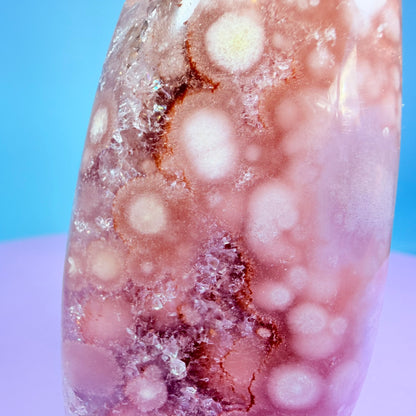 Druzy Pink Amethyst Flower Agate Medium Flame Freeform (Video)