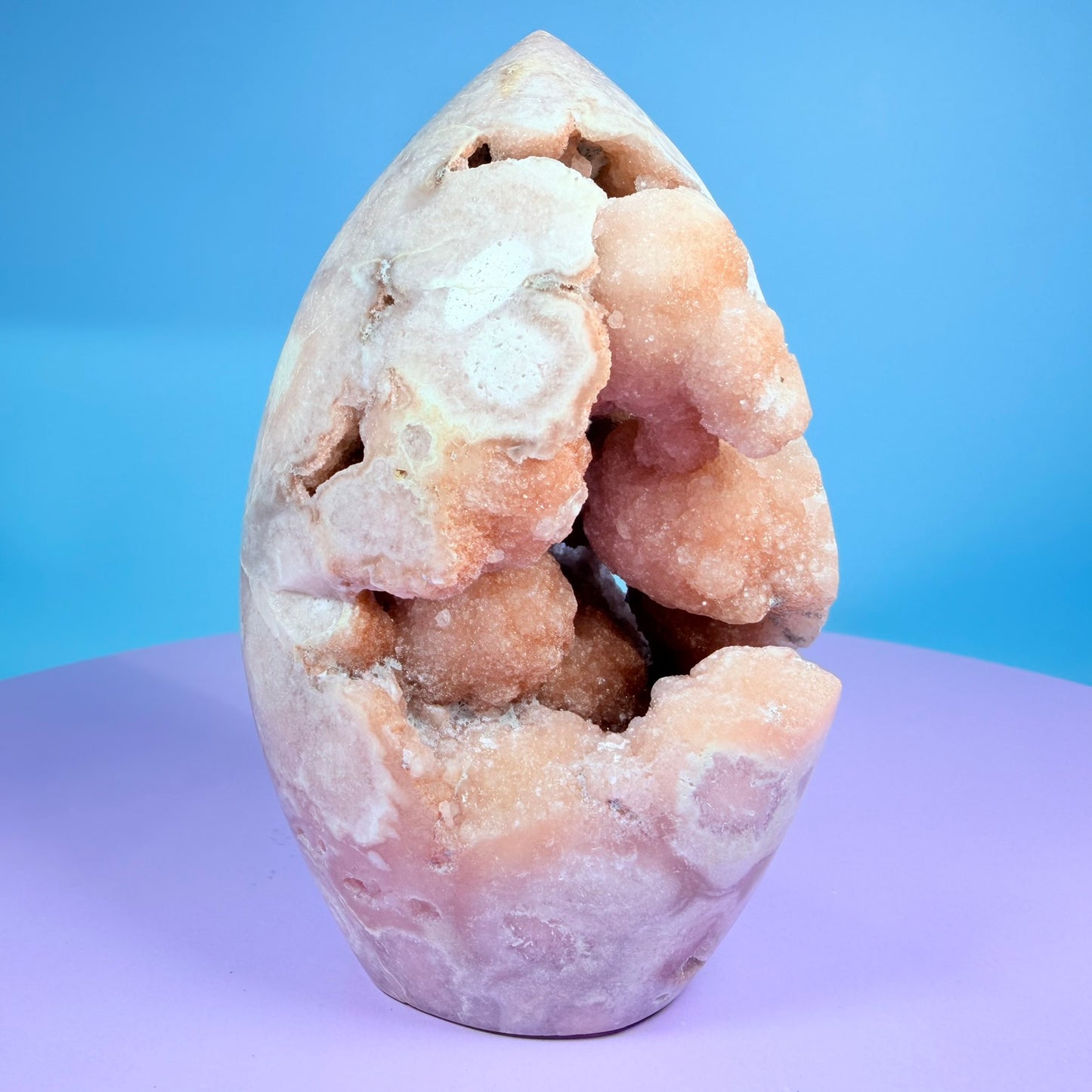 Druzy Pink Amethyst Flower Agate Medium Flame Freeform (Video)
