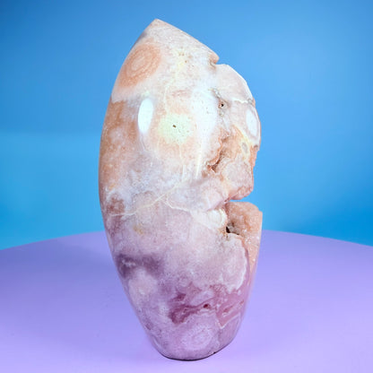 Druzy Pink Amethyst Flower Agate Medium Flame Freeform (Video)