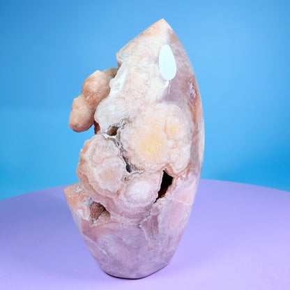 Druzy Pink Amethyst Flower Agate Medium Flame Freeform (Video)