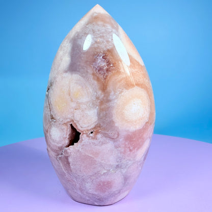 Druzy Pink Amethyst Flower Agate Medium Flame Freeform (Video)