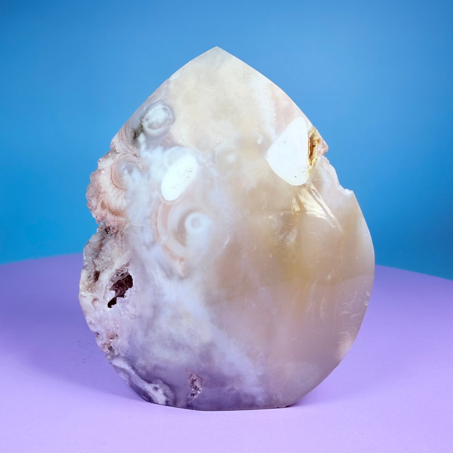 Druzy Pink Amethyst Flower Agate Medium Flame Freeform (Video)