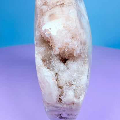 Druzy Pink Amethyst Flower Agate Medium Flame Freeform (Video)