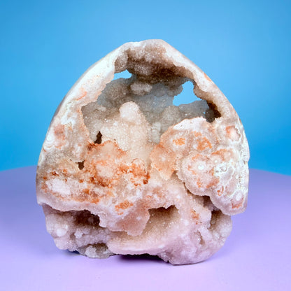 Druzy Pink Amethyst Flower Agate Medium Flame Freeform (Video)