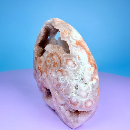 Druzy Pink Amethyst Flower Agate Medium Flame Freeform (Video)