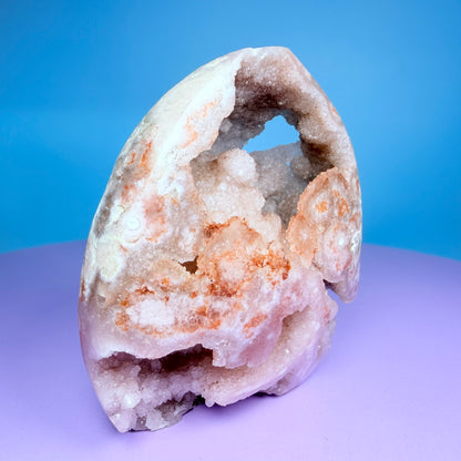 Druzy Pink Amethyst Flower Agate Medium Flame Freeform (Video)