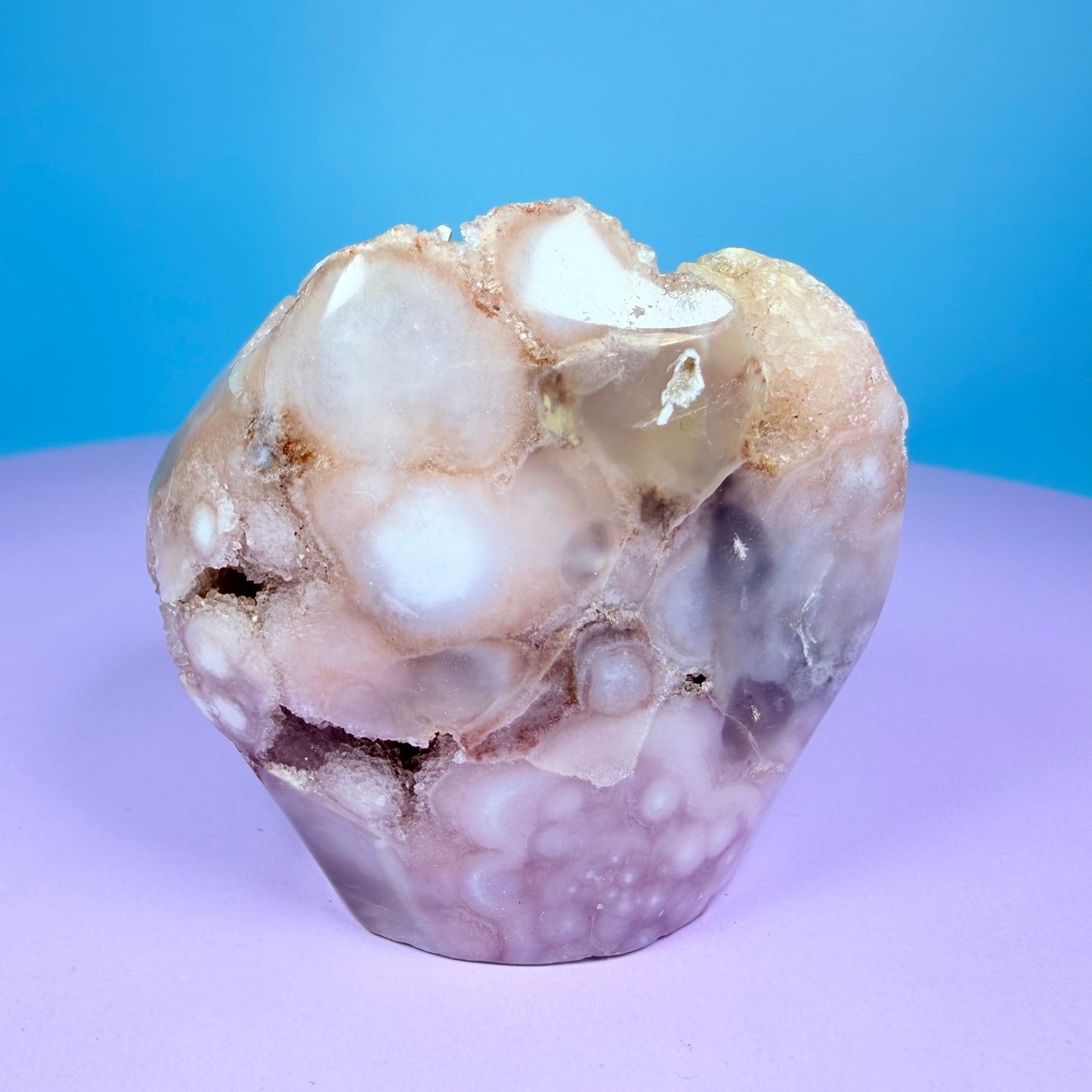 Druzy Pink Amethyst Flower Agate Medium Flame Freeform (Video)