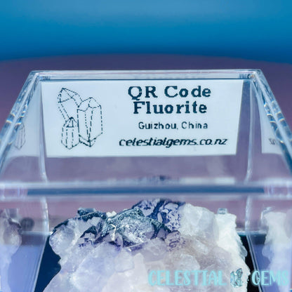 QR Code Fluorite Mini Cluster Specimen