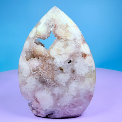 Druzy Pink Amethyst Flower Agate Medium Flame Freeform (Video)