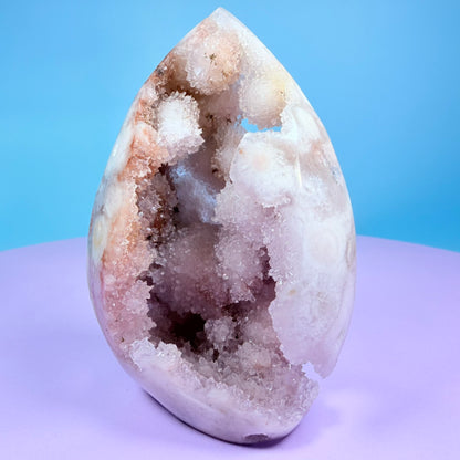 Druzy Pink Amethyst Flower Agate Medium Flame Freeform (Video)