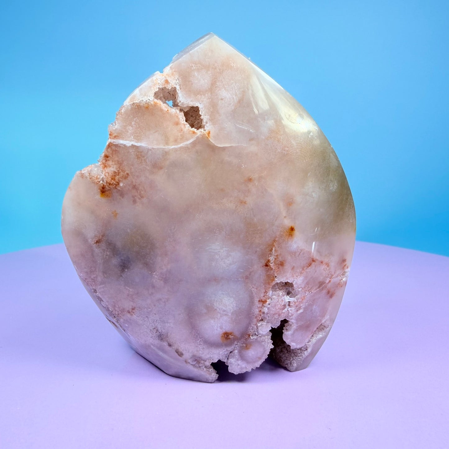 Druzy Pink Amethyst Flower Agate Medium Flame Freeform (Video)